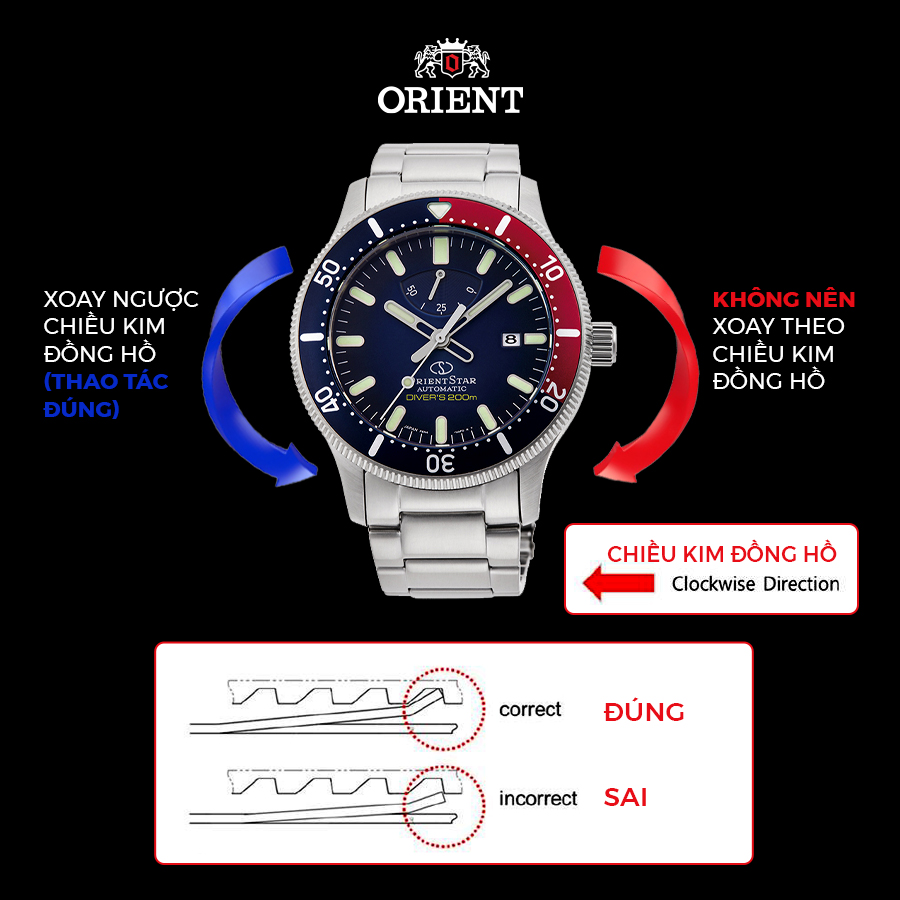 hỗ trợ kiểm tra và thay thế miễn phí vòng Benzel đồng hồ Orient Star Diver