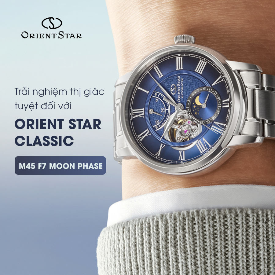 Trải nghiệm thị giác tuyệt đối với Orient Star Classic M45 F7 Moon Phase