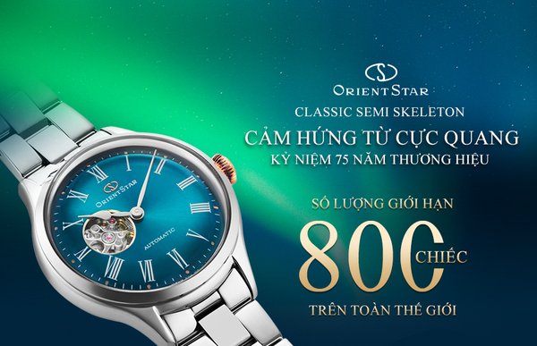 [Pre-Order] Orient Star Classic Semi Skeleton 75th Anniversary: Bảo vật may mắn trên cổ tay quý cô